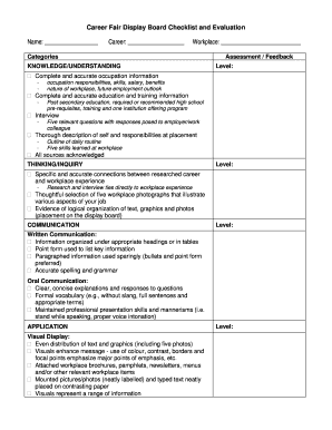 Career Fair Display Board Checklist and Evaluation