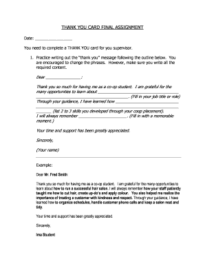 Thank You Card for Supervisor