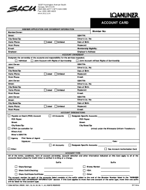 Credit Union Account Application Form