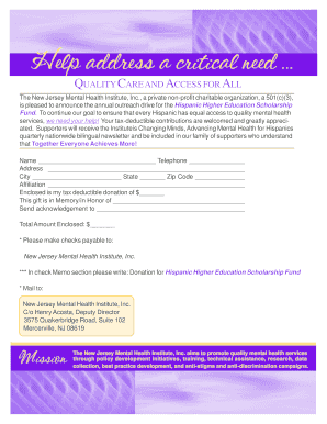 Hispanic Higher Education Scholarship Fund Donation Form