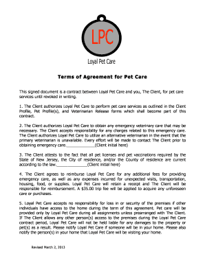 Pet Care Service Agreement