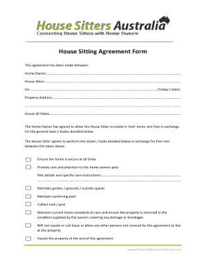 House Sitting Agreement Form