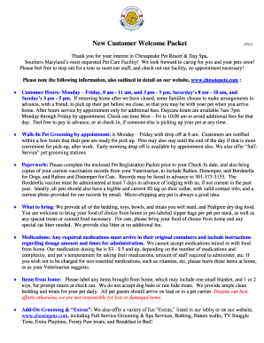 Chesapeake Pet Resort Registration Form