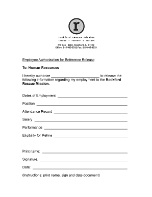 Employee Authorization for Reference Release