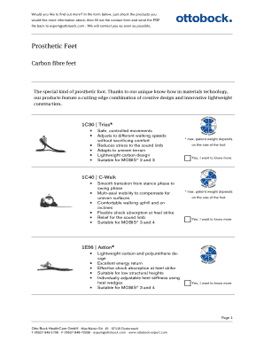 Ottobock Prosthetic Feet Information Request Form