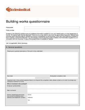 Building Works Questionnaire