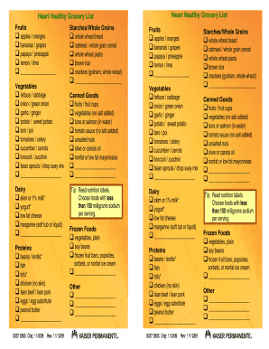 Heart Healthy Grocery List
