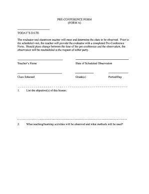 Teacher Pre-Conference Form