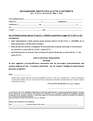 Dichiarazione Sostitutiva di Atto di Notorietà