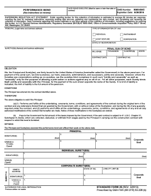 Performance Bond Form 25