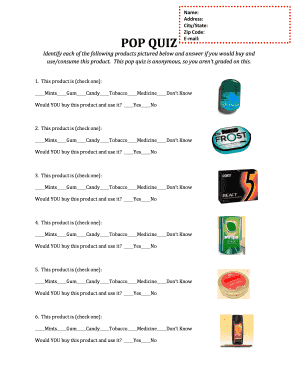 Tobacco Product Identification Quiz