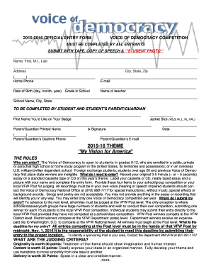 Voice of Democracy Competition Entry Form