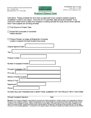 Binghamton University - Investigator's Guidelines