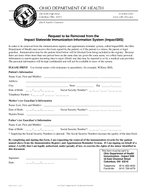 Ohio ImpactSIIS Removal Request Form