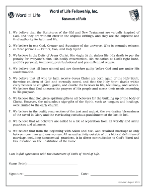 Word of Life Fellowship Agreement