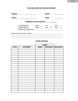 Coaches End-of-Season Report