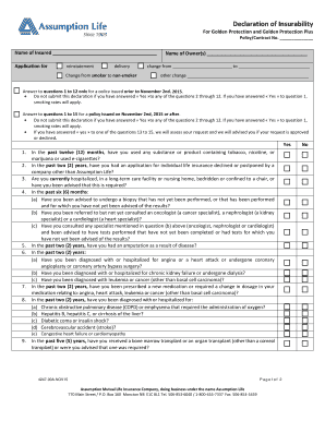 Declaration of Insurability for Golden Protection