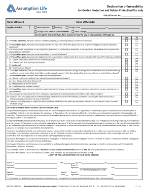 Declaration of Insurability for Golden Protection