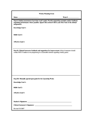 Weekly Planning Form