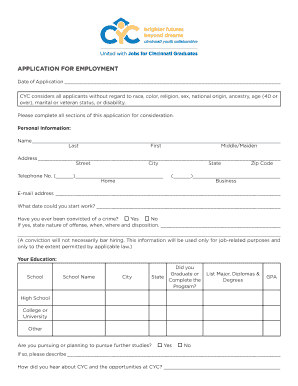 CYC Employment Application Form