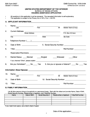 BIA Housing Assistance Application
