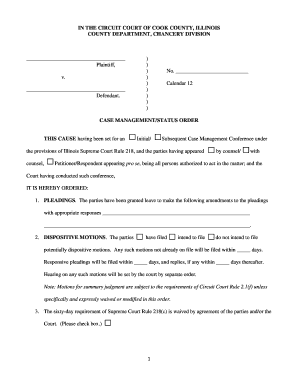 Illinois Case Management Order
