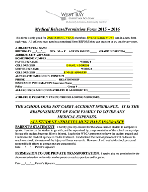 Medical Release/Permission Form