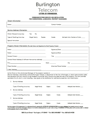 Letter of Permission for Communications Service Installation