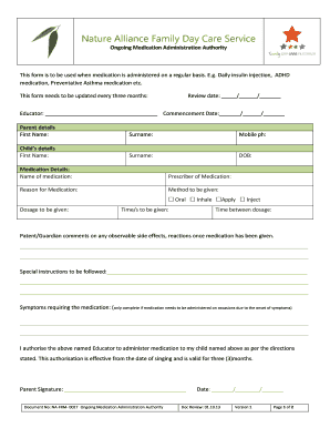 Ongoing Medication Administration Authority