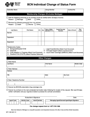 BCN Individual Change of Status Form