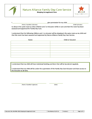 Sleeping Arrangement Permission Form