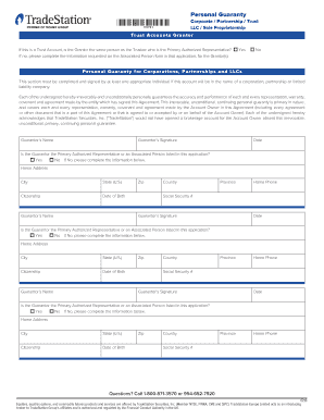 Personal Guaranty for Corporate Accounts