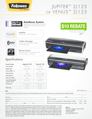 Fellowes Laminator Rebate Form