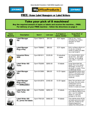 Dymo Label Machine Promotion Form