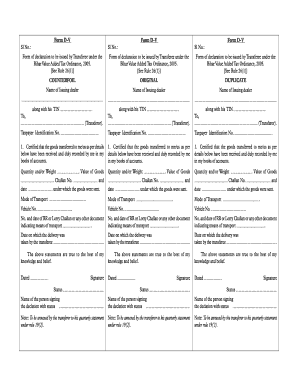 Bihar VAT Transfer Declaration Form D-V