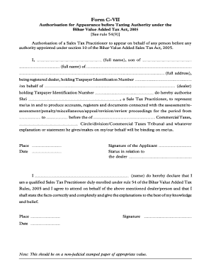 Bihar Sales Tax Practitioner Authorization Form