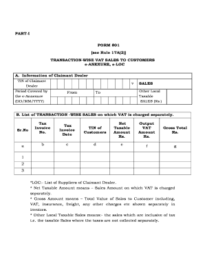Form 801 VAT Sales and Purchases