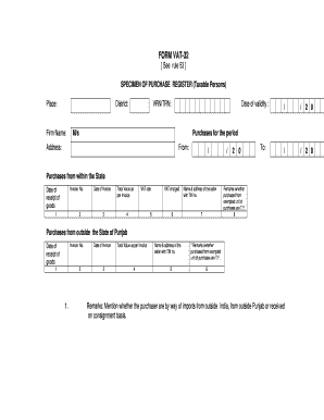 VAT-32 Purchase Register Form