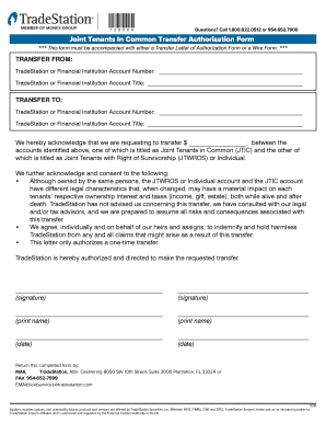 Joint Tenants In Common Transfer Authorization Form