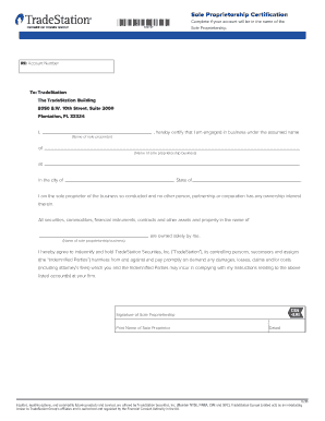 Sole Proprietorship Certification