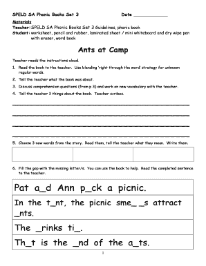 SPELD SA Phonic Book Set 3 Worksheet