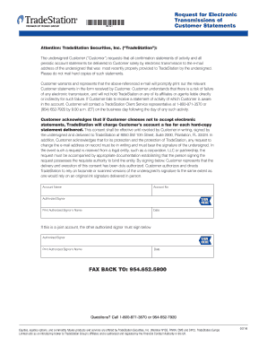 Request for Electronic Customer Statements