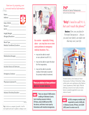 Senior Personal Emergency Medical Information Form