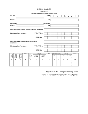 VAT-39 Transport Receipt