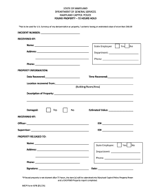 Maryland Found Property Form