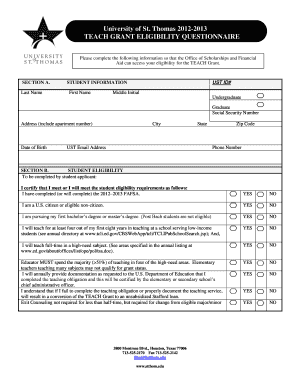 TEACH Grant Application Form