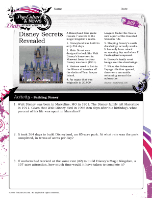 Disney Secrets Activity Worksheet
