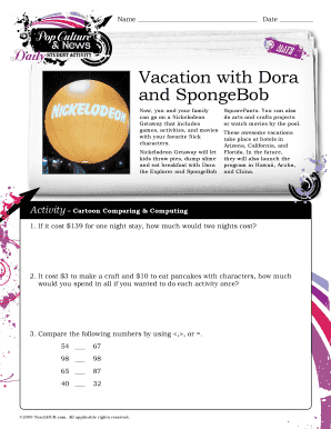 Nickelodeon Vacation Activity Sheet