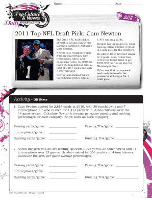 2011 NFL Draft Pick Analysis Activity