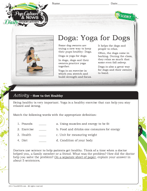 Doga Yoga for Dogs Activity Sheet